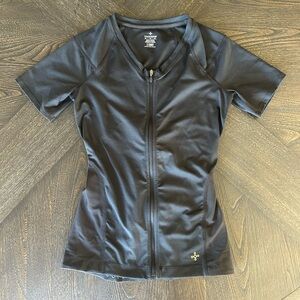 Tommie Copper Women’s Black Short-Sleeve Zip-Front Compression Tee Size M